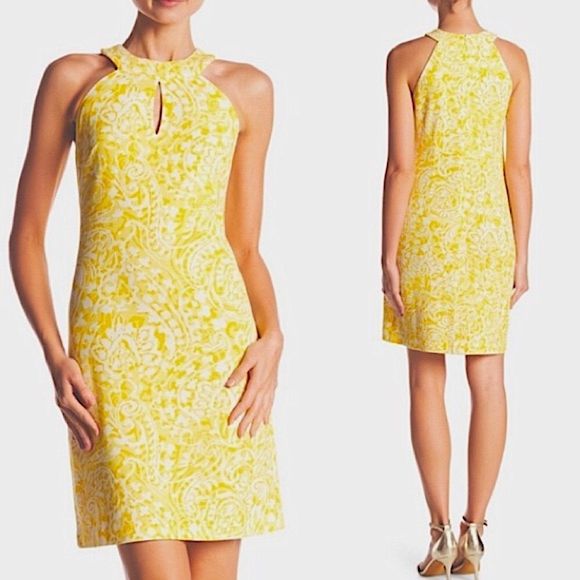 VINCE CAMUTO Marigold Yellow Keyhole Halter Sundress Sz 4 - Picture 6 of 6
